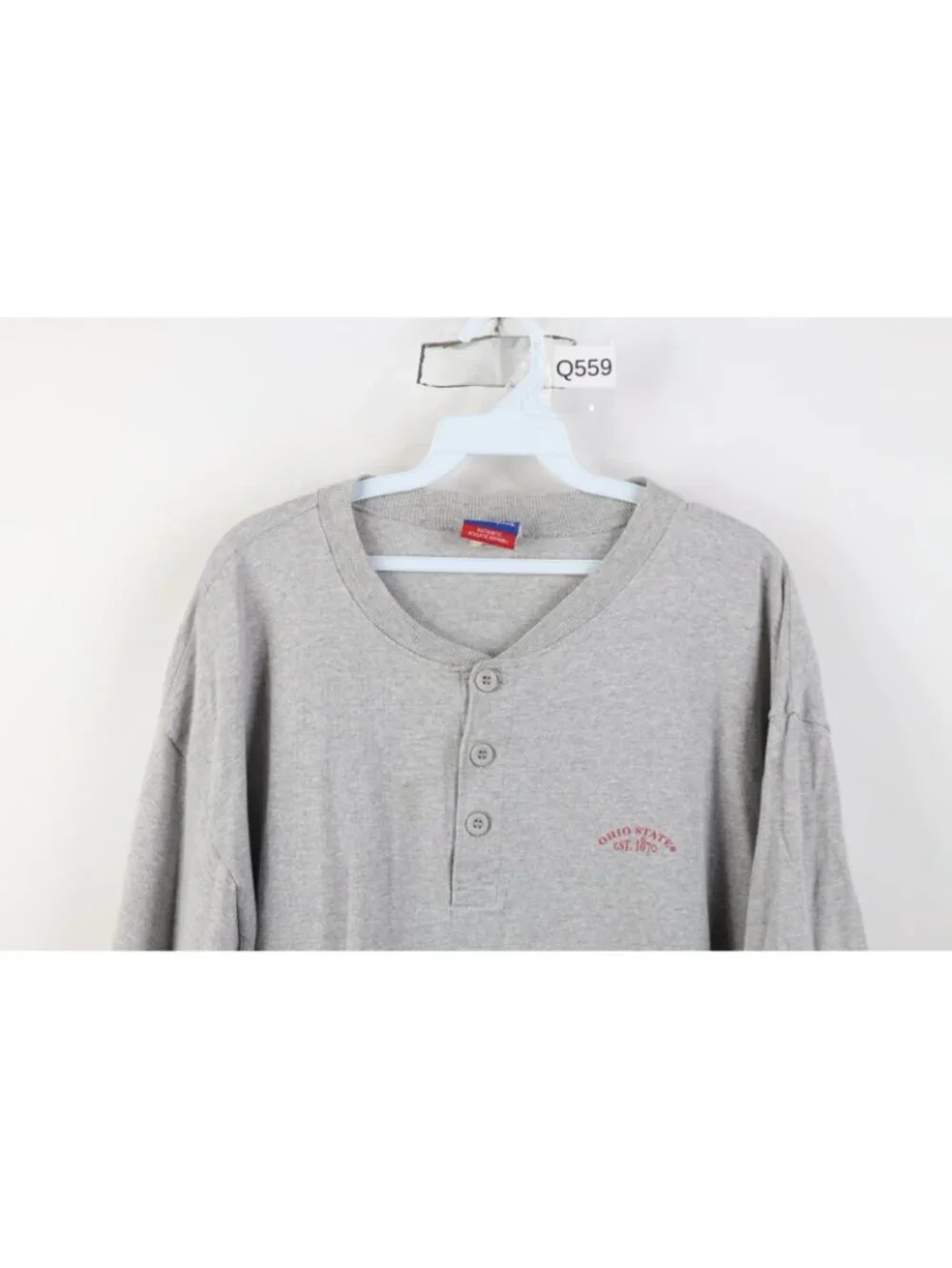 Vintage 90s Champion Mens XL Distressed Ohio State University Henley T-Shirt - Picture 2 of 14